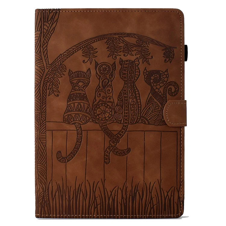 For iPad Pro 11 (2024) Case Cats Imprinted PU Leather Card Slots Tablet Cover