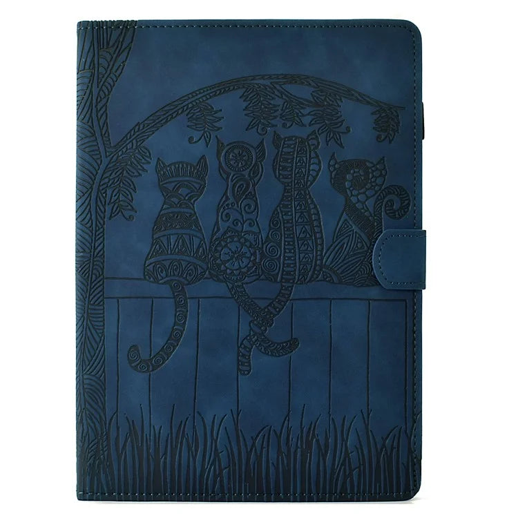 For iPad Pro 11 (2024) Case Cats Imprinted PU Leather Card Slots Tablet Cover