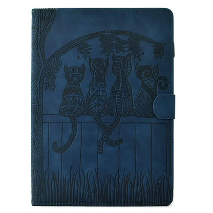 For iPad Pro 11 (2024) Case Cats Imprinted PU Leather Card Slots Tablet Cover