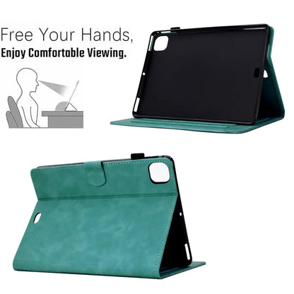 For iPad Pro 11 (2024) Case Cats Imprinted PU Leather Card Slots Tablet Cover