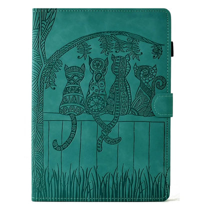 For iPad Pro 11 (2024) Case Cats Imprinted PU Leather Card Slots Tablet Cover