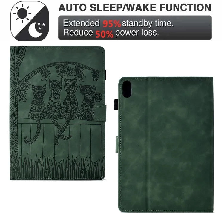 For iPad 10.9 (2022) Case Cats Imprinted PU Leather Card Slots Tablet Cover