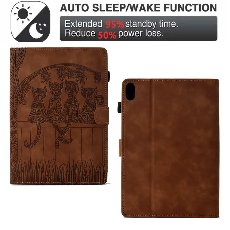 For iPad 10.9 (2022) Case Cats Imprinted PU Leather Card Slots Tablet Cover