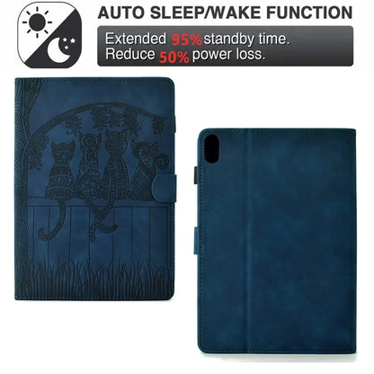 For iPad 10.9 (2022) Case Cats Imprinted PU Leather Card Slots Tablet Cover