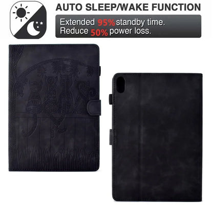 For iPad 10.9 (2022) Case Cats Imprinted PU Leather Card Slots Tablet Cover