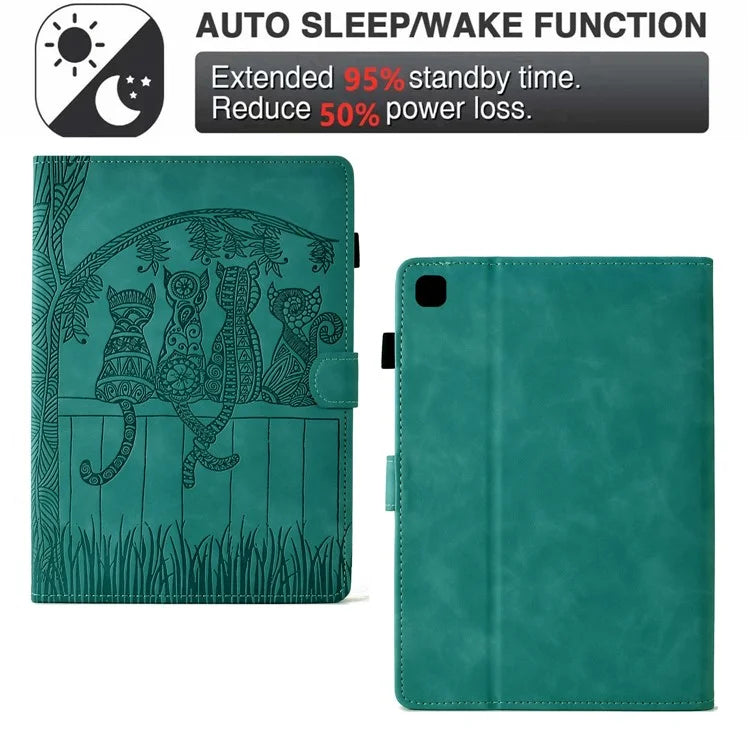 For iPad 10.9 (2022) Case Cats Imprinted PU Leather Card Slots Tablet Cover