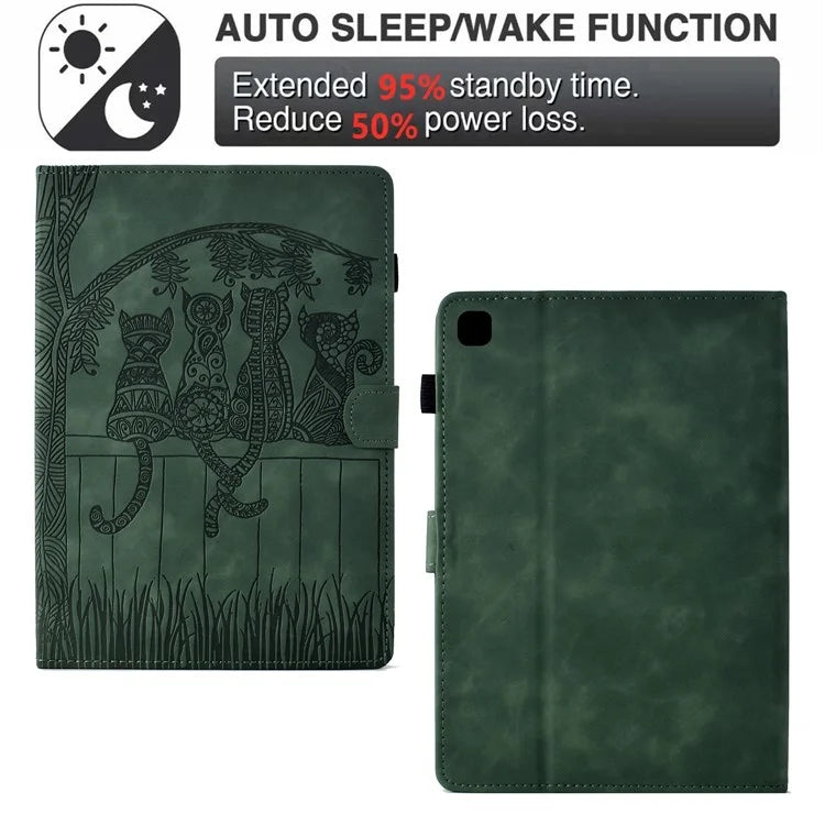For iPad 10.2 (2020) / (2019) Case Cats Imprinted PU Leather Card Slots Tablet Cover