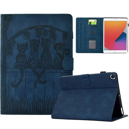 For iPad 10.2 (2020) / (2019) Case Cats Imprinted PU Leather Card Slots Tablet Cover