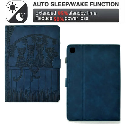 For iPad 10.2 (2020) / (2019) Case Cats Imprinted PU Leather Card Slots Tablet Cover