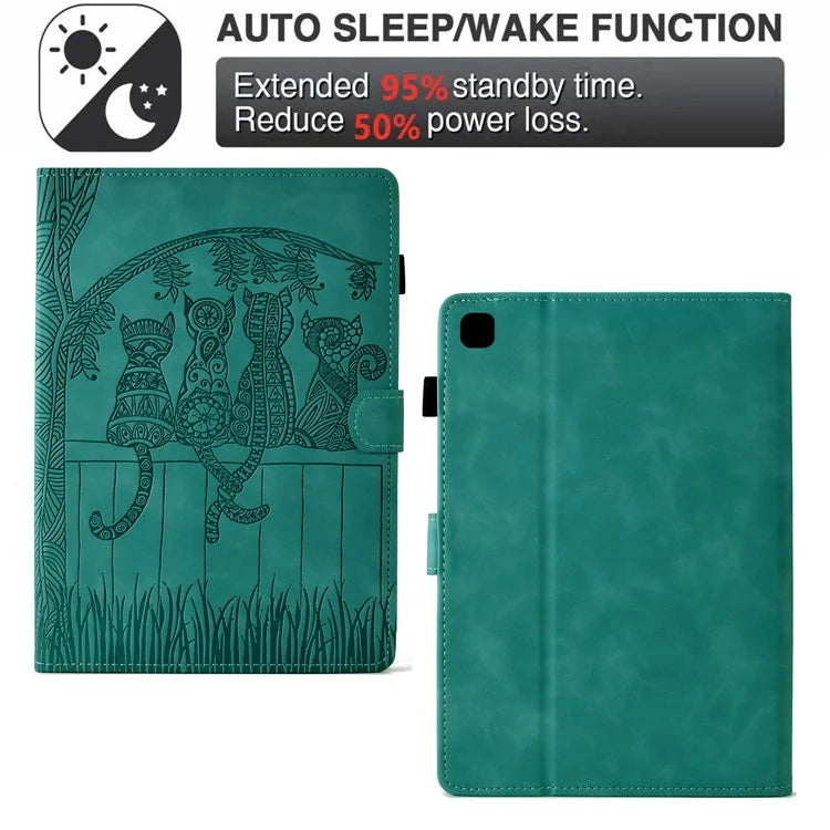For iPad 10.2 (2020) / (2019) Case Cats Imprinted PU Leather Card Slots Tablet Cover