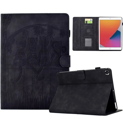 For iPad 10.2 (2020) / (2019) Case Cats Imprinted PU Leather Card Slots Tablet Cover