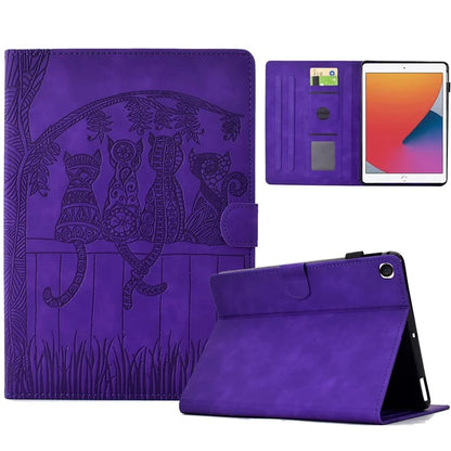 For iPad 10.2 (2020) / (2019) Case Cats Imprinted PU Leather Card Slots Tablet Cover