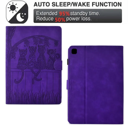 For iPad 10.2 (2020) / (2019) Case Cats Imprinted PU Leather Card Slots Tablet Cover