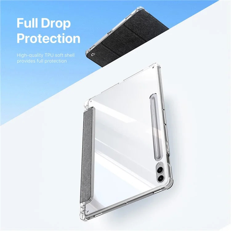 DUX DUCIS Unid Series For Samsung Galaxy Tab S9 FE+ / S9+ Case Auto Wake / Sleep TPU+PC+Leather Clear Tablet Cover
