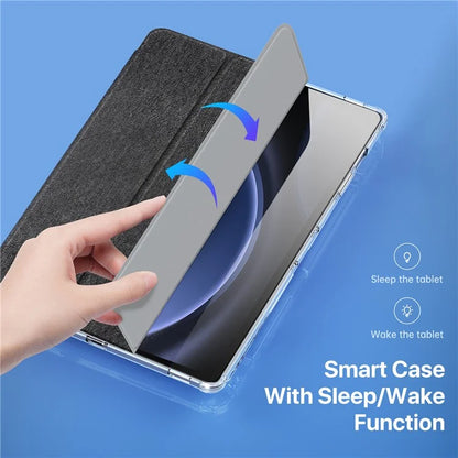 DUX DUCIS Unid Series For Samsung Galaxy Tab S9 FE+ / S9+ Case Auto Wake / Sleep TPU+PC+Leather Clear Tablet Cover