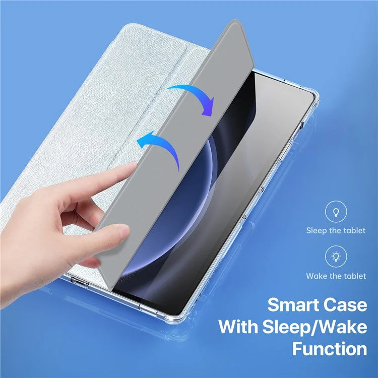 DUX DUCIS Unid Series For Samsung Galaxy Tab S9 FE+ / S9+ Case Auto Wake / Sleep TPU+PC+Leather Clear Tablet Cover