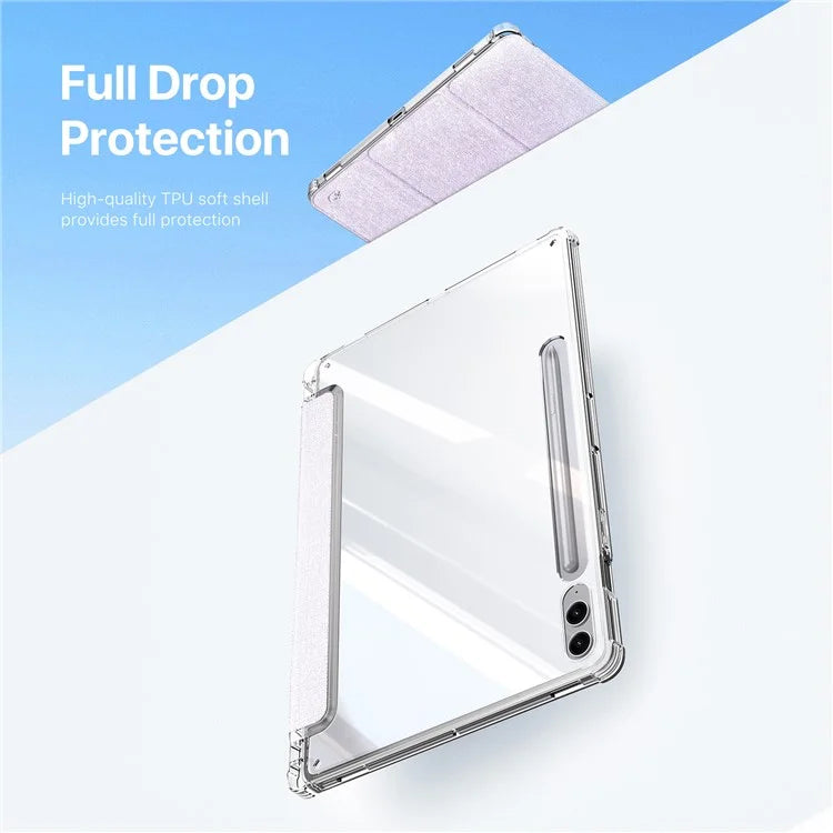 DUX DUCIS Unid Series For Samsung Galaxy Tab S9 FE+ / S9+ Case Auto Wake / Sleep TPU+PC+Leather Clear Tablet Cover