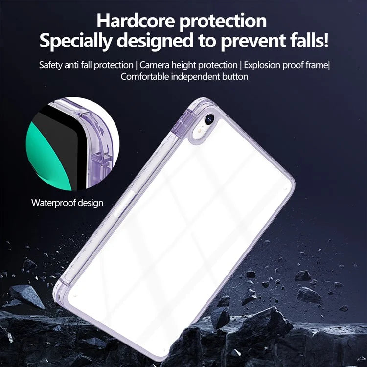 For iPad 10.9 (2022) Case Clear TPU Tablet Protective Cover with Pen Slot