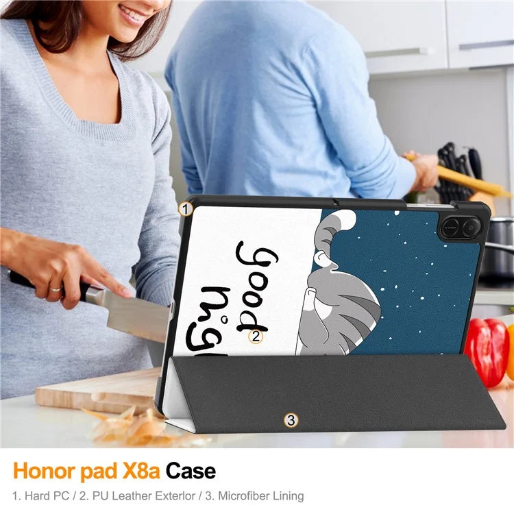 For Honor Pad X8a Case Pattern Print Leather Stand Tablet Cover