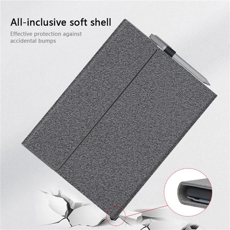 For Microsoft Surface Pro 10 Case Flip Cloth Texture TPU + PU Leather Laptop Notebook Bag Protective Case with Stand