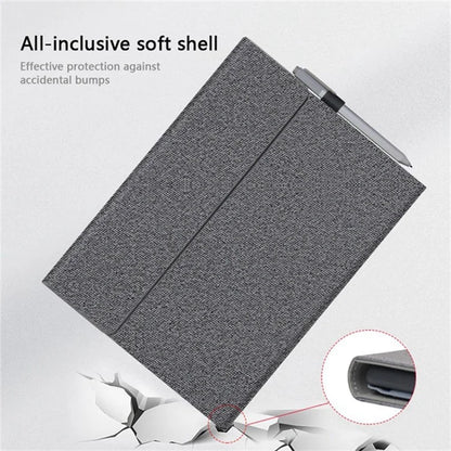 For Microsoft Surface Pro 10 Case Flip Cloth Texture TPU + PU Leather Laptop Notebook Bag Protective Case with Stand