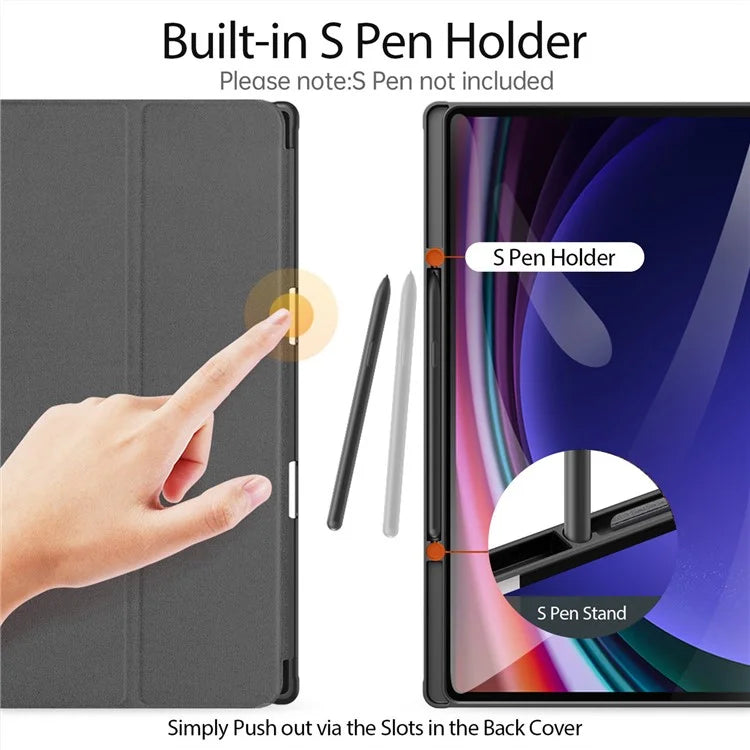 DUX DUCIS Domo Series for Samsung Galaxy Tab S10 Ultra Case Tri-Fold Stand Leather Cover Auto Wake / Sleep