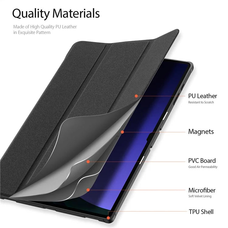 DUX DUCIS Domo Series for Samsung Galaxy Tab S10 Ultra Case Tri-Fold Stand Leather Cover Auto Wake / Sleep