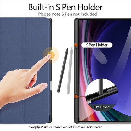 DUX DUCIS Domo Series for Samsung Galaxy Tab S10 Ultra Case Tri-Fold Stand Leather Cover Auto Wake / Sleep
