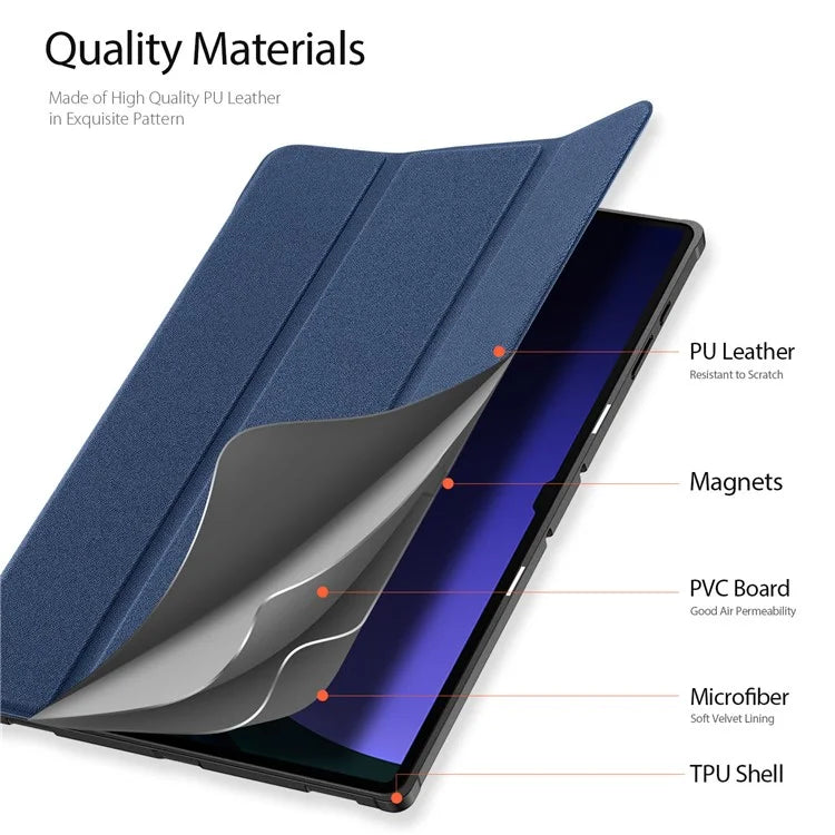 DUX DUCIS Domo Series for Samsung Galaxy Tab S10 Ultra Case Tri-Fold Stand Leather Cover Auto Wake / Sleep