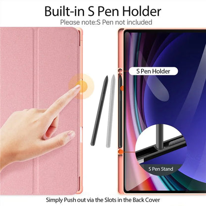 DUX DUCIS Domo Series for Samsung Galaxy Tab S10 Ultra Case Tri-Fold Stand Leather Cover Auto Wake / Sleep