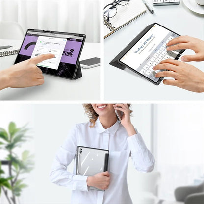 DUX DUCIS TOBY Series For Samsung Galaxy Tab S10 Ultra Case PU Leather Tri-Fold Stand Tablet Cover