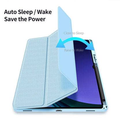 DUX DUCIS TOBY Series For Samsung Galaxy Tab S10 Ultra Case PU Leather Tri-Fold Stand Tablet Cover