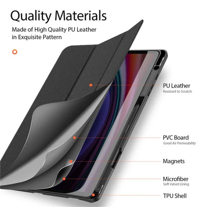 DUX DUCIS Domo Series for Samsung Galaxy Tab S10 Plus Case Tri-fold Stand Leather Cover Auto Wake / Sleep
