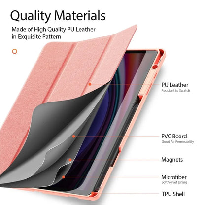 DUX DUCIS Domo Series for Samsung Galaxy Tab S10 Plus Case Tri-fold Stand Leather Cover Auto Wake / Sleep