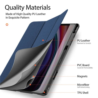 DUX DUCIS Domo Series for Samsung Galaxy Tab S10 Plus Case Tri-fold Stand Leather Cover Auto Wake / Sleep