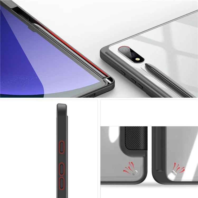 DUX DUCIS TOBY Series For Samsung Galaxy Tab S10 Plus Case PU Leather Tri-Fold Stand Tablet Cover