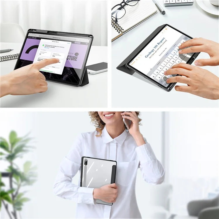 DUX DUCIS TOBY Series For Samsung Galaxy Tab S10 Plus Case PU Leather Tri-Fold Stand Tablet Cover