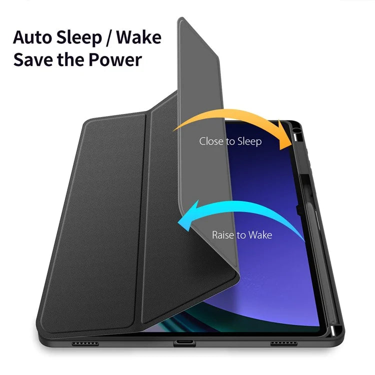 DUX DUCIS TOBY Series For Samsung Galaxy Tab S10 Plus Case PU Leather Tri-Fold Stand Tablet Cover