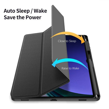 DUX DUCIS TOBY Series For Samsung Galaxy Tab S10 Plus Case PU Leather Tri-Fold Stand Tablet Cover