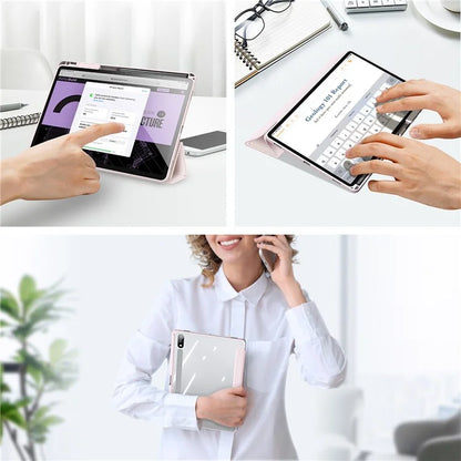 DUX DUCIS TOBY Series For Samsung Galaxy Tab S10 Plus Case PU Leather Tri-Fold Stand Tablet Cover