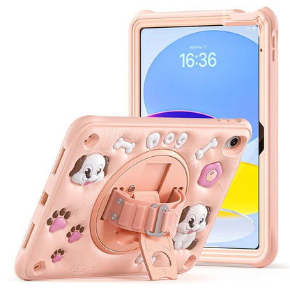 For iPad 10.9 (2022) Case Kickstand Cute Dog PC+Silicone+TPU Tablet Cover