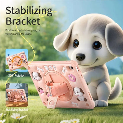 For iPad 10.9 (2022) Case Kickstand Cute Dog PC+Silicone+TPU Tablet Cover