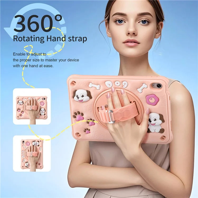 For iPad 10.9 (2022) Case Kickstand Cute Dog PC+Silicone+TPU Tablet Cover