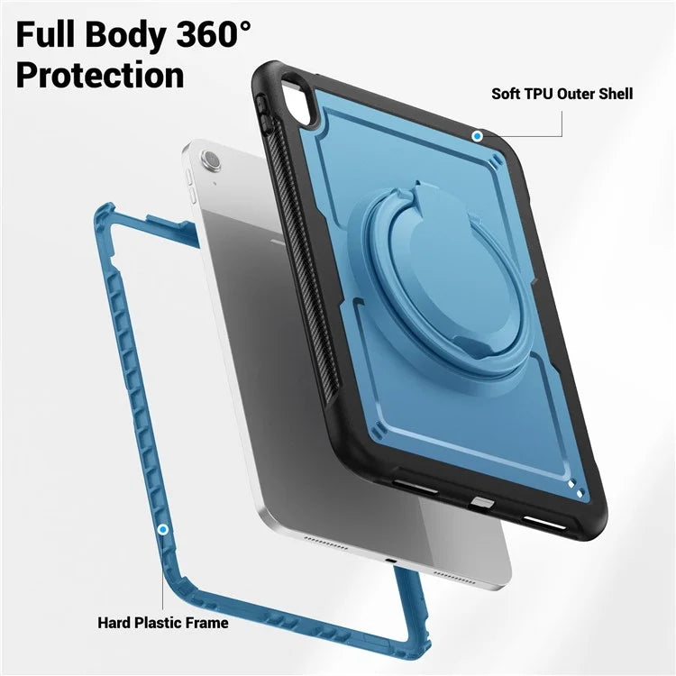 For iPad 10.9 (2022) Case Shockproof PC+TPU Tablet Cover with Kickstand, Pencil Holder
