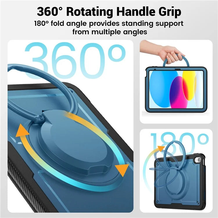 For iPad 10.9 (2022) Case Shockproof PC+TPU Tablet Cover with Kickstand, Pencil Holder