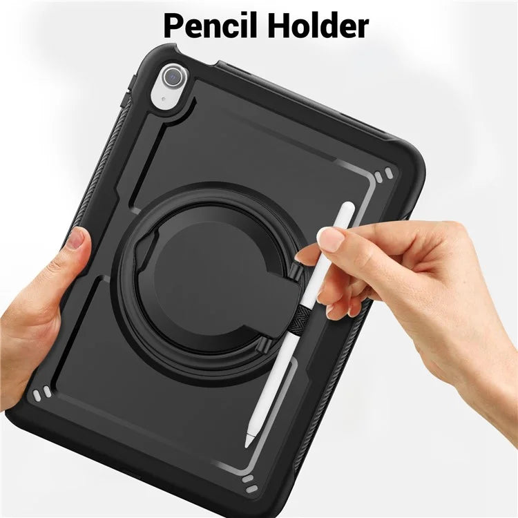 For iPad 10.9 (2022) Case Shockproof PC+TPU Tablet Cover with Kickstand, Pencil Holder
