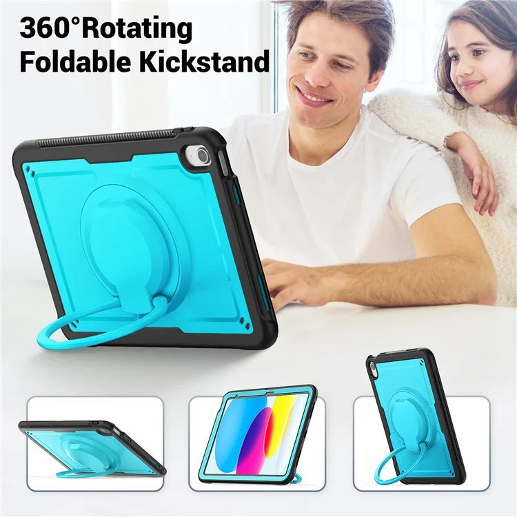 For iPad 10.9 (2022) Case Shockproof PC+TPU Tablet Cover with Kickstand, Pencil Holder