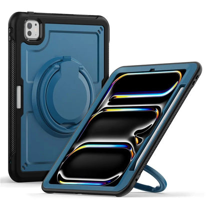 For iPad Pro 11 (2024) M4 A2836 Case Shockproof PC+TPU Tablet Cover with Kickstand, Pencil Holder