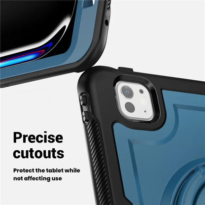 For iPad Pro 11 (2024) M4 A2836 Case Shockproof PC+TPU Tablet Cover with Kickstand, Pencil Holder