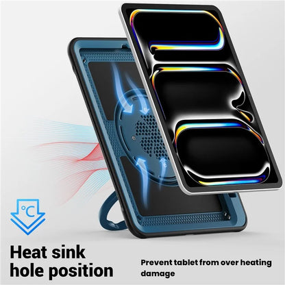 For iPad Pro 11 (2024) M4 A2836 Case Shockproof PC+TPU Tablet Cover with Kickstand, Pencil Holder